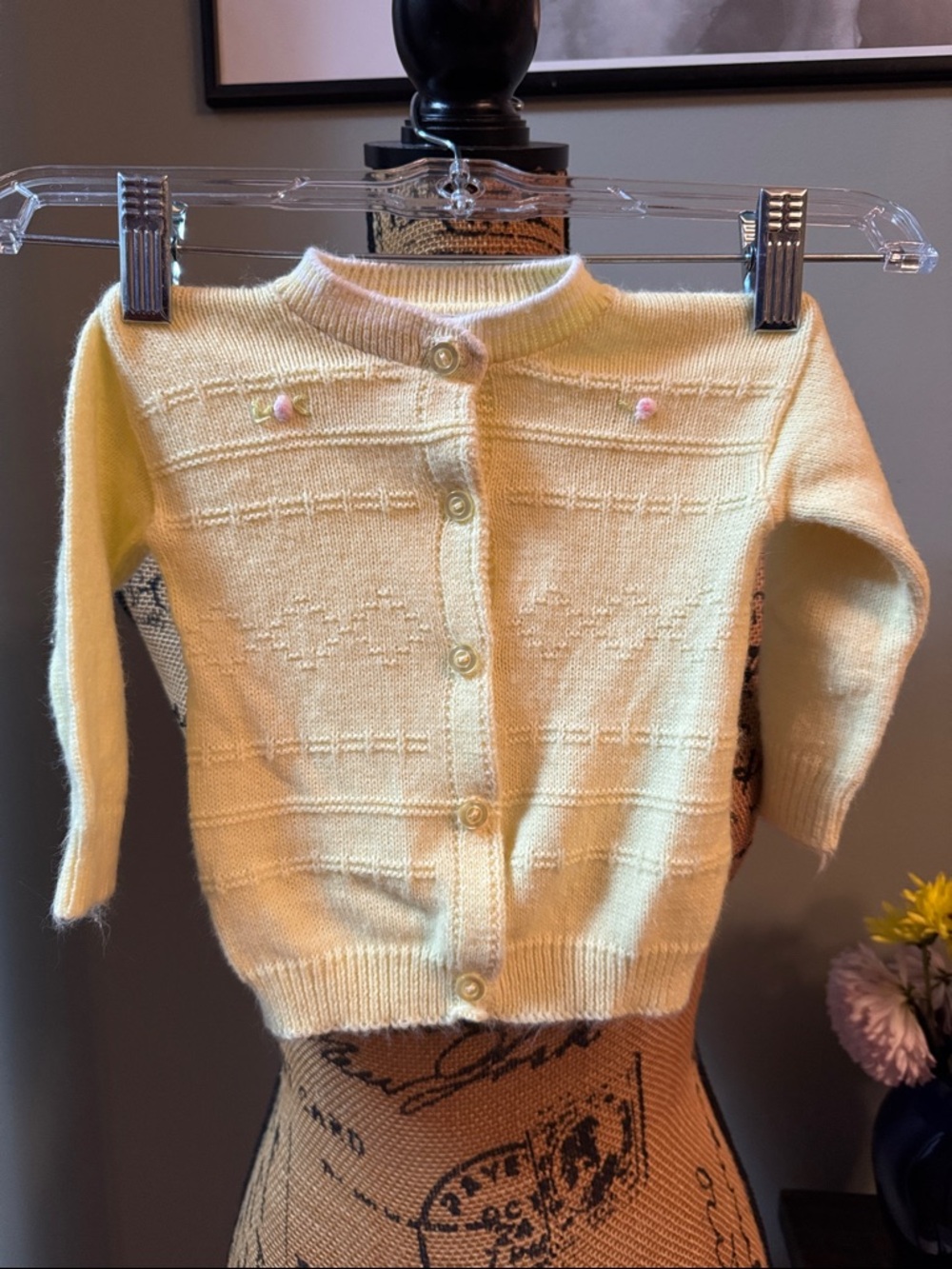 Vintage Penny's Toddle Time Yellow Baby Cardigan Sweater. Size 0-6month.
